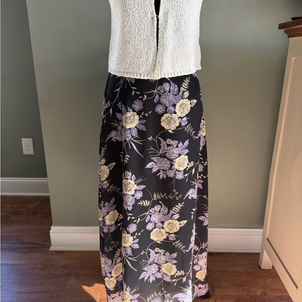 Floral Black Maxi Skirt